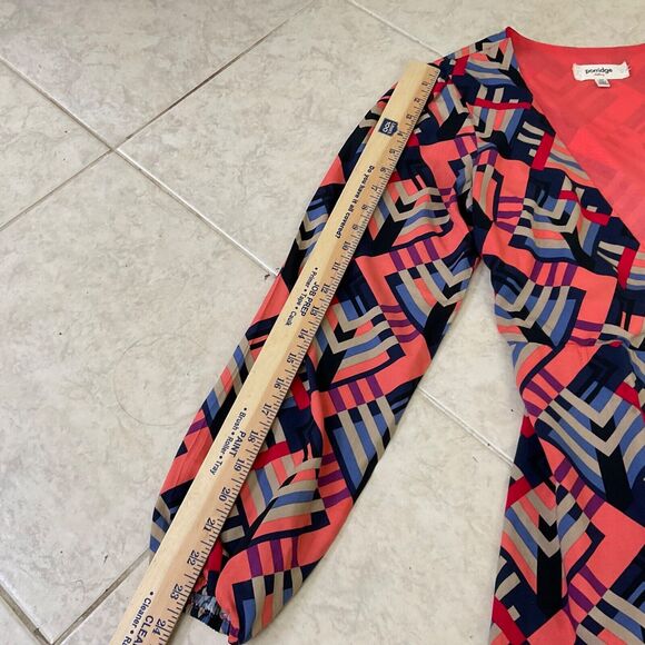 Anthropologie WRAP DRESS Porridge Amity Women's size XS MIDI CONTRASTING HEM - Picture 8 of 12